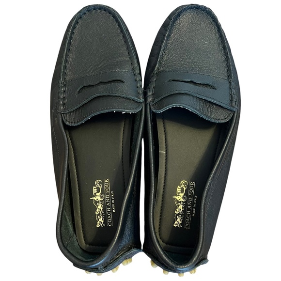 Coach and Four Alfa Penny Driving Black loafers 8.5 /9M Made in Italy - Picture 15 of 16